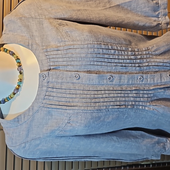 NWOT Size 10, 100% linen summer blouse / tunic, great with jeans, beach cover-up - Picture 6 of 16